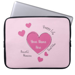Personalized Pink Hearts Laptop Case Fodral