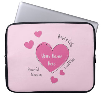 Personalized Pink Hearts Laptop Case Fodral
