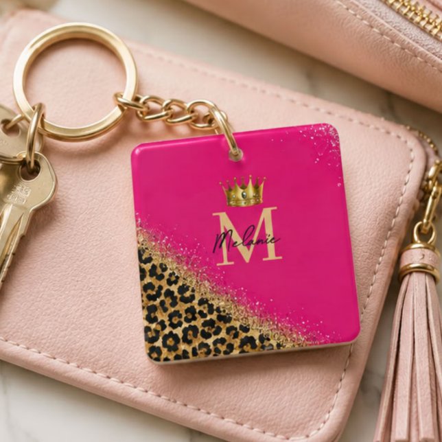 Personalized Pink Leopard Gold Glitter Monogram  (Skapare uppladdad)