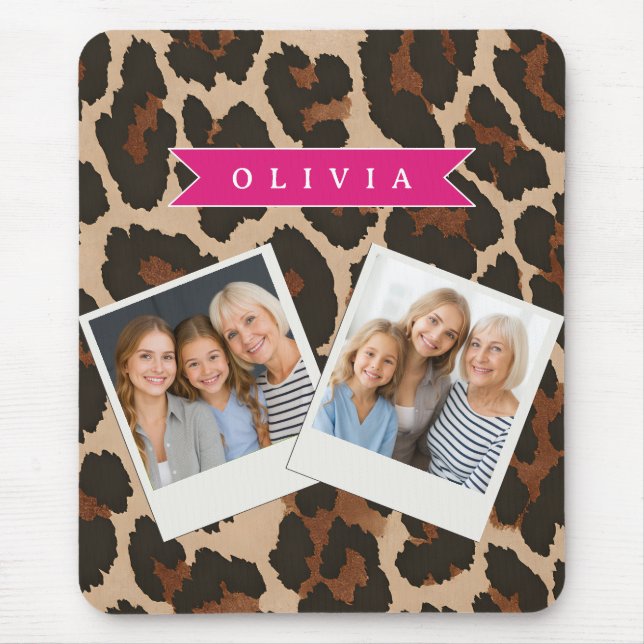 Personalized Pink Leopard Print Chic Animal Print Musmatta (Framsidan)