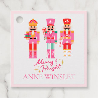 Personalized Pink Merry and Bright Nutcracker Squa Gåvor Etiketter
