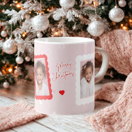 Personalized Pink Merry Christmas Photo | Fa La La Kaffemugg