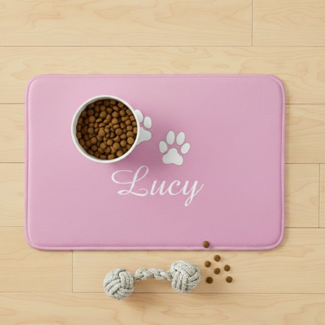 Personalized Pink Pet Feeding Mat with Name Badrumsmatta (Skapare uppladdad)