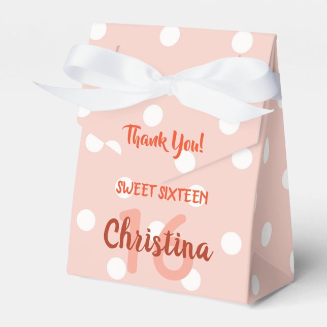 Personalized Pink Polka Dots Sweet 16 Presentaskar (Framsidan Sidan)