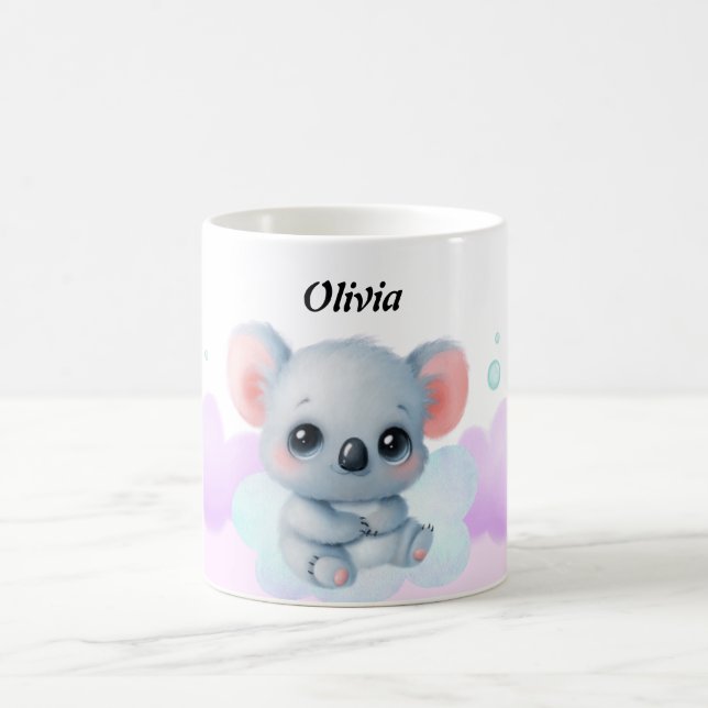 Personalized Pink & Purple Koala Mug – Custom Name Kaffemugg (Center)