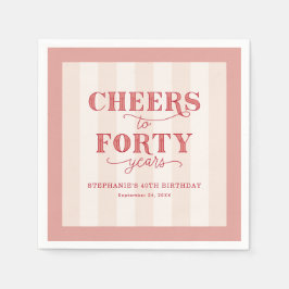 Personalized Pink Red 40th Birthday Paper Napkin Pappersservett