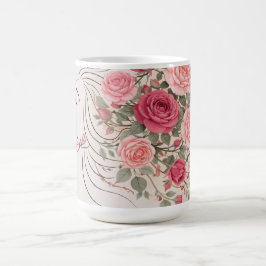 Personalized Pink Rose Floral Hair Woman Elegant Kaffemugg