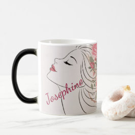 Personalized Pink Rose Floral Hair Woman Elegant Magisk Mugg