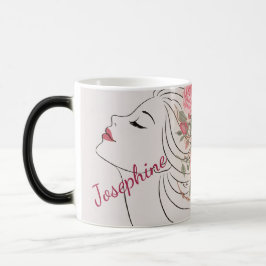 Personalized Pink Rose Floral Hair Woman Elegant Magisk Mugg