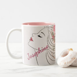 Personalized Pink Rose Floral Hair Woman Elegant Två-Tonad Mugg