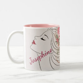 Personalized Pink Rose Floral Hair Woman Elegant Två-Tonad Mugg