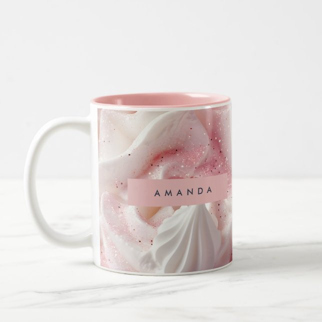 Personalized Pink Sparkle Whipped Cream Två-Tonad Mugg (Vänster)