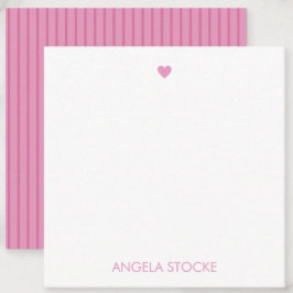 Personalized Pink Stripe Anteckningskort