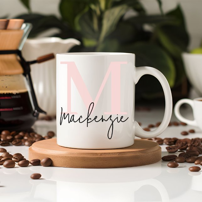 Personalized Pink Thank You Mug for Teacher or Mom Kaffemugg (Personalized Thank You Mug Gift for Her, Him, Mom, Grandma, Teacher, or Coworkers)