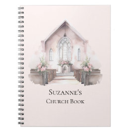 Personalized Pink Watercolor Church Book Anteckningsbok