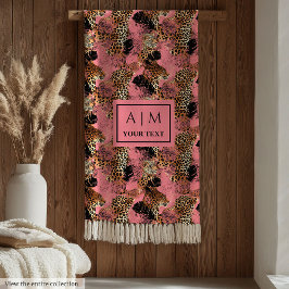 Personalized pink watercolor leopard skin modern fleecefilt