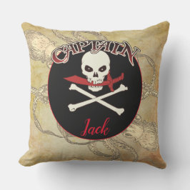 Personalized Pirate Captain Throw Pillow Kudde