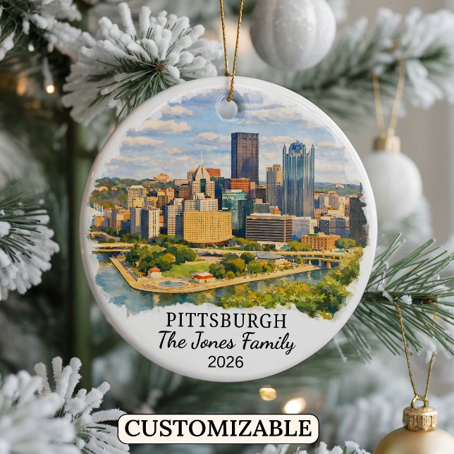 Personalized Pittsburgh, Custom Pennsylvania Julgransprydnad Keramik (Skapare uppladdad)