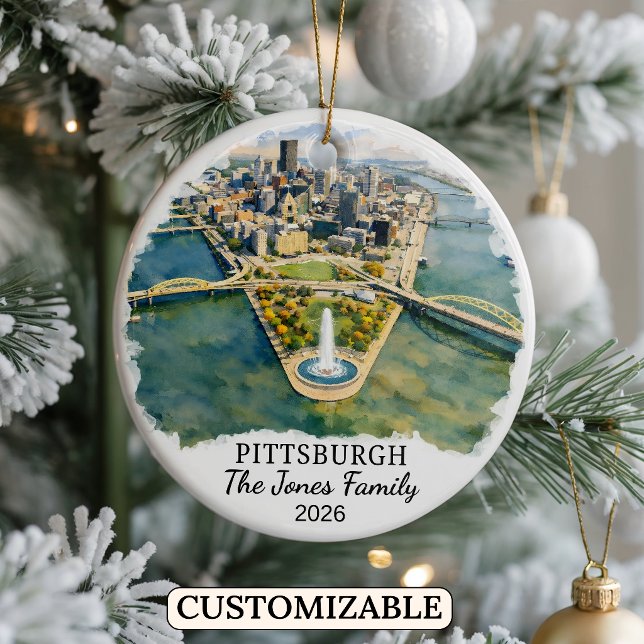 Personalized Pittsburgh, Custom Pennsylvania Julgransprydnad Keramik (Skapare uppladdad)
