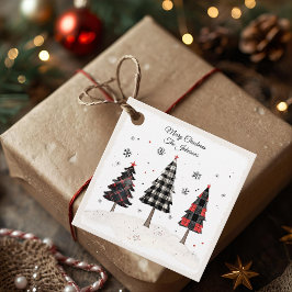 Personalized Plaid Christmas Tree Family Name Gåvor Etiketter