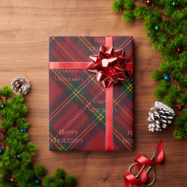 Personalized Plaid Happy Holidays Decor Presentpapper