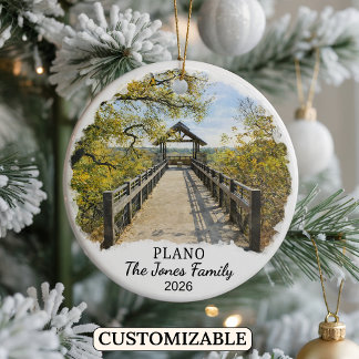 Personalized Plano Ornament, Custom Texas Julgransprydnad Keramik