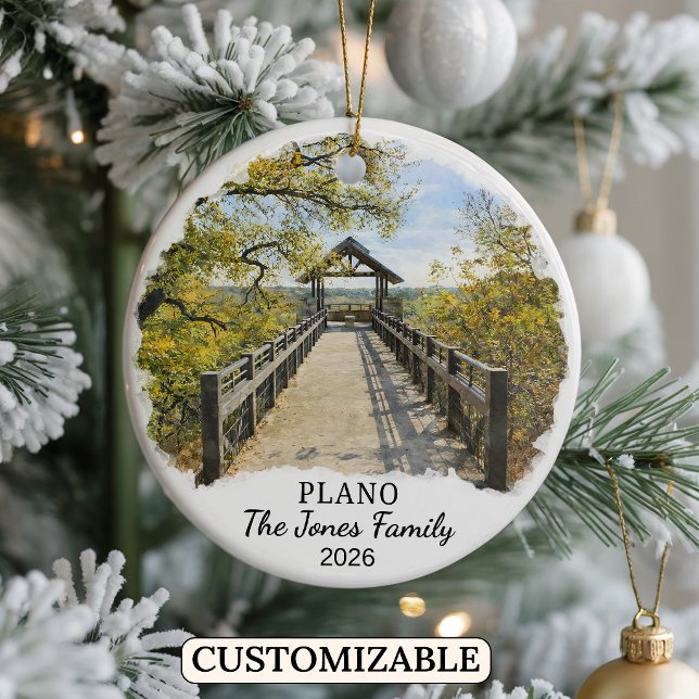 Personalized Plano Ornament, Custom Texas Julgransprydnad Keramik (Skapare uppladdad)
