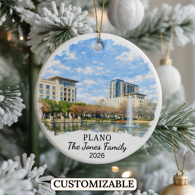 Personalized Plano Ornament, Custom Texas Julgransprydnad Keramik (Skapare uppladdad)