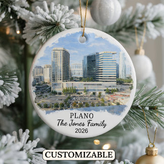 Personalized Plano Ornament, Custom Texas Julgransprydnad Keramik