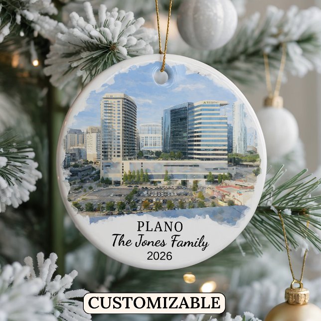 Personalized Plano Ornament, Custom Texas Julgransprydnad Keramik (Skapare uppladdad)