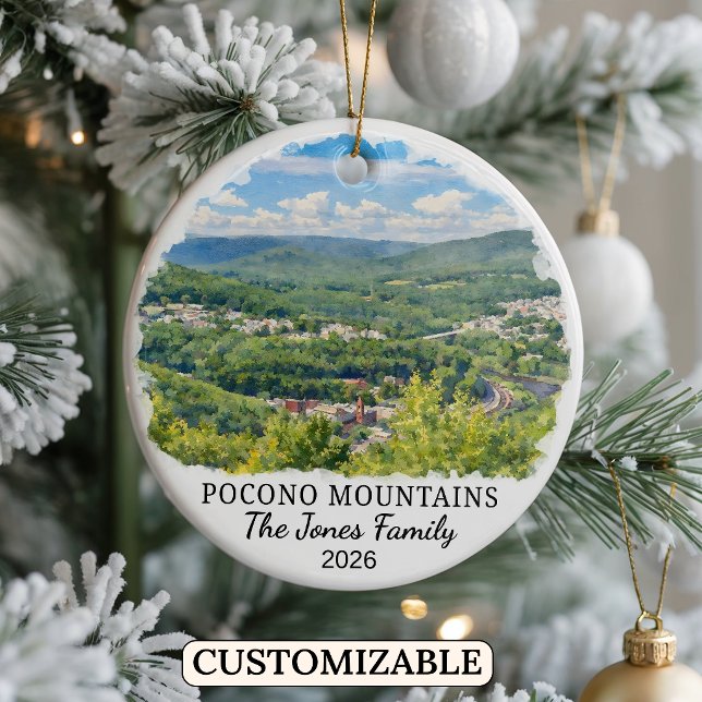 Personalized Pocono Mountains, Custom Pennsylvania Julgransprydnad Keramik (Skapare uppladdad)
