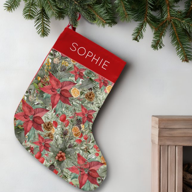 Personalized Poinsettia Christmas Gift for Her Liten Julstrumpa (Skapare uppladdad)