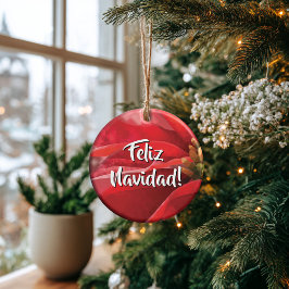 Personalized Poinsettia Feliz Navidad Julgransprydnad Keramik