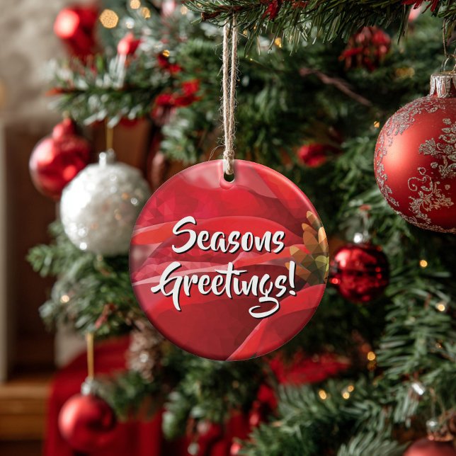 Personalized Poinsettia Seasons Greetings Julgransprydnad Keramik (Thoughtful Custom Gift Idea for Milestones, doubles as an ornament or a collectible gift tag.
)