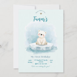 Personalized Polar Bear Birthday Invitation Inbjudningar