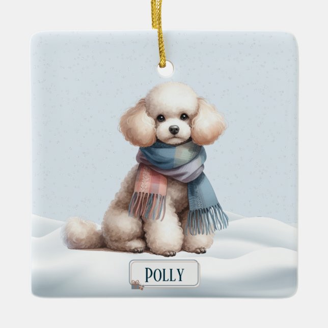 Personalized Poodle Christmas Ornament (Framsida)