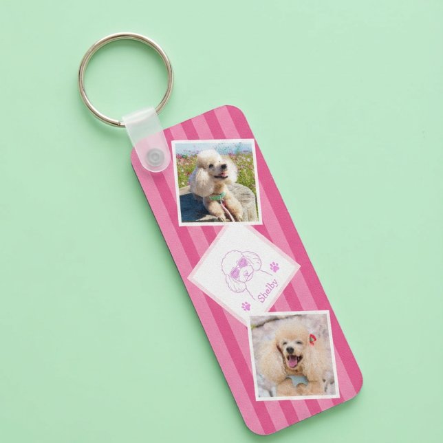Personalized Poodle Photo Keychain with Name Nyckelring (Skapare uppladdad)