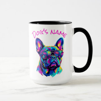 Personalized Pop Art French Bulldog NYC Neon Mugg