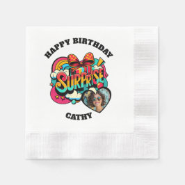 Personalized Pop Art Retro Birthday Photo Pappersservett