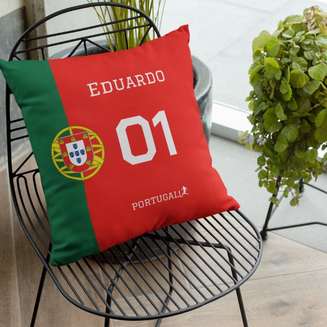 Personalized Portugal Soccer Fan Gear - Custom Nam Kudde (Skapare uppladdad)