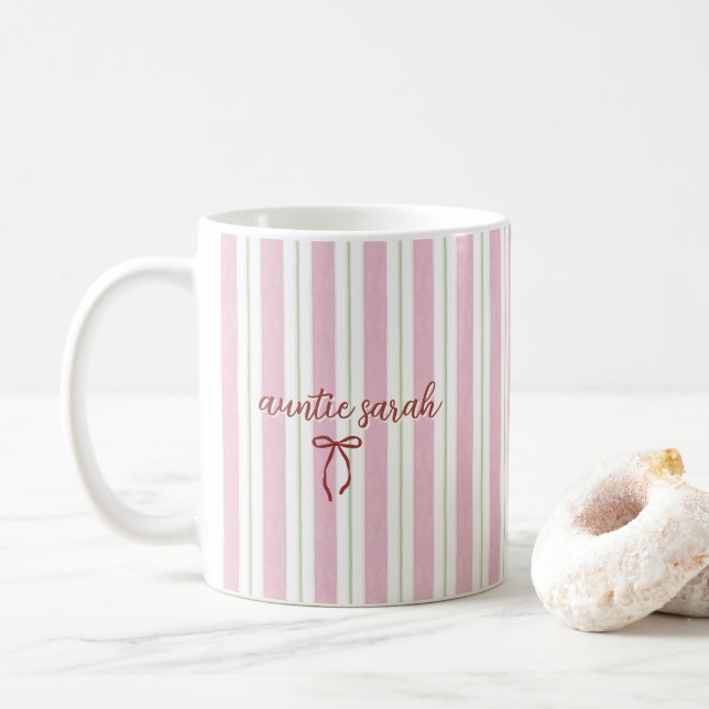 Personalized Pregnancy Reveal Pink Stripe Kaffemugg (Med munk)