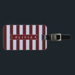 Personalized Preppy Brown Blue Cabana Stripe Bagagebricka<br><div class="desc">Certain designs are always in style. Every year, the casual beauty of classic cabana stripes feels new. For those who appreciate straightforward, self-assured design with a hint of preppy elegance, this customized brown and blue cabana stripe collection was made. The pattern's gentle contrast between brown and blue makes it cozy,...</div>