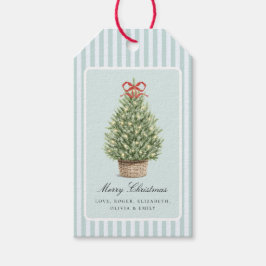 Personalized Preppy Coastal Tree Christmas Presentetikett