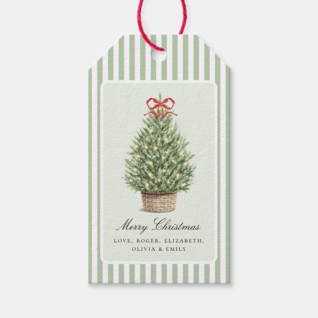 Personalized Preppy Coastal Tree Christmas Presentetikett (Framsidan)