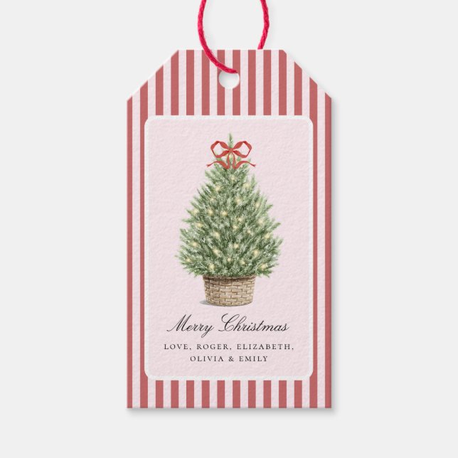Personalized Preppy Coastal Tree Christmas Presentetikett (Framsidan)