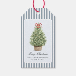 Personalized Preppy Coastal Tree Christmas Presentetikett