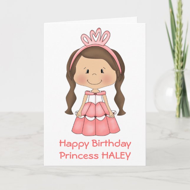 Personalized Princess Birthday card Kort (Framsida)