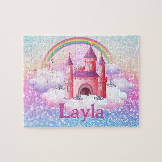 Personalized Princess Castle Child Name Puzzle  Pussel (Horisontell)