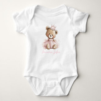 Personalized Princess Teddy Bear Baby Bodysuit T Shirt