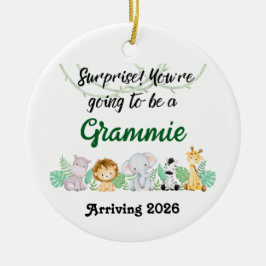 Personalized Promoted To Grandparent Jungle Animal Julgransprydnad Keramik